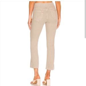 Mother The Insider Ankle Fray jeans Chalk Oxford Tan Size 24